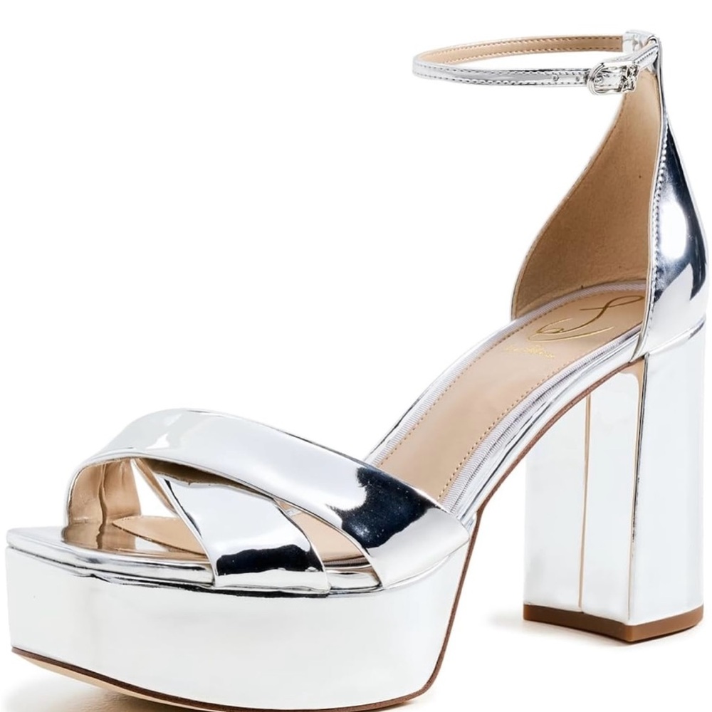 Sam Edelman Silver Platform Sandals with Chunky Heel